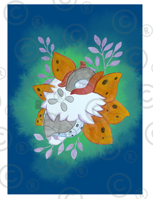 Pokémon Volcarona Inspired Botanical Art print