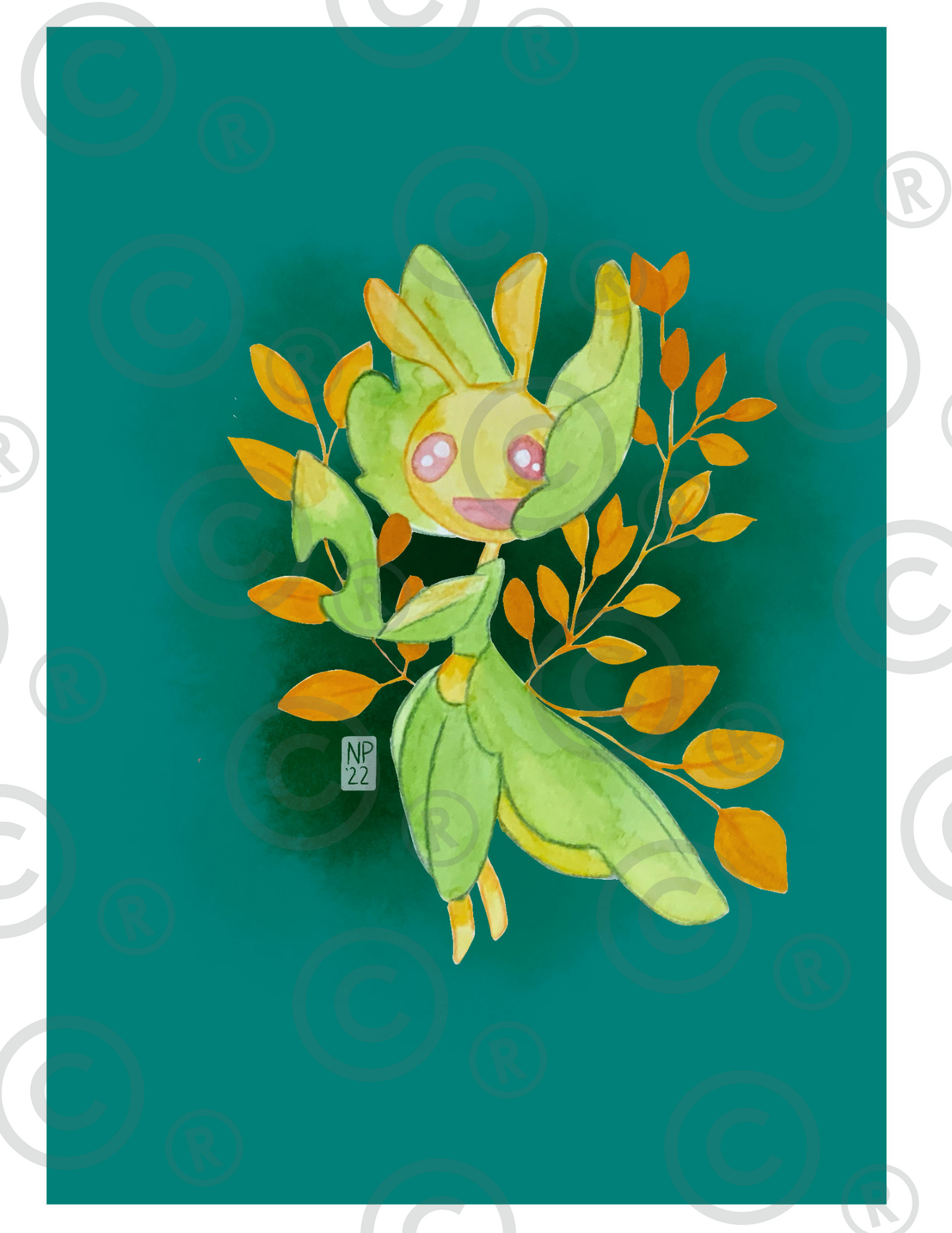 Pokémon Leavanny Inspired Botanical Art print