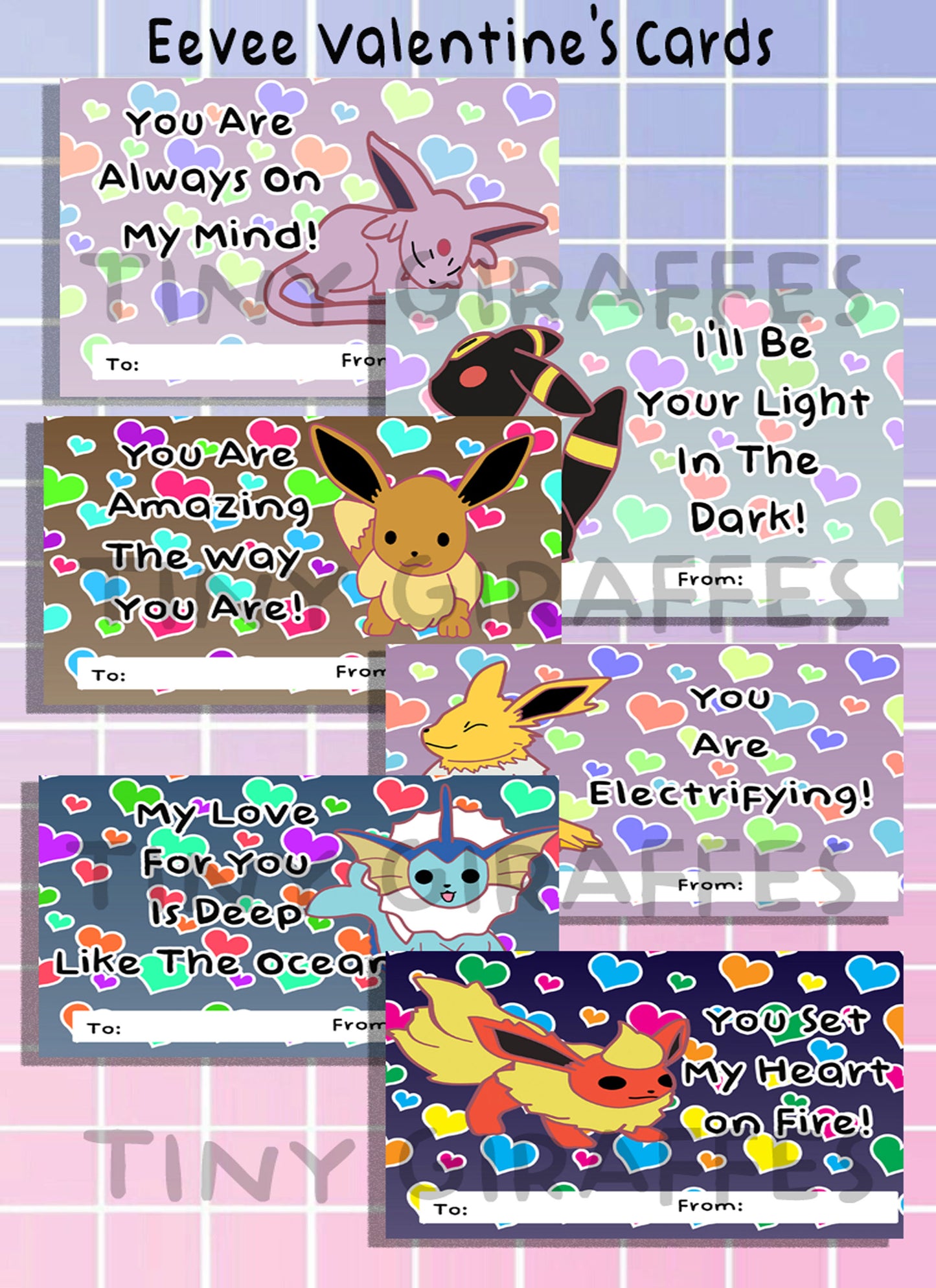 Eevee Evolution Valentine Cards School Cards