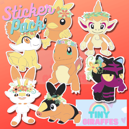 Pokémon Fire Type Stickers - TinyGiraffes