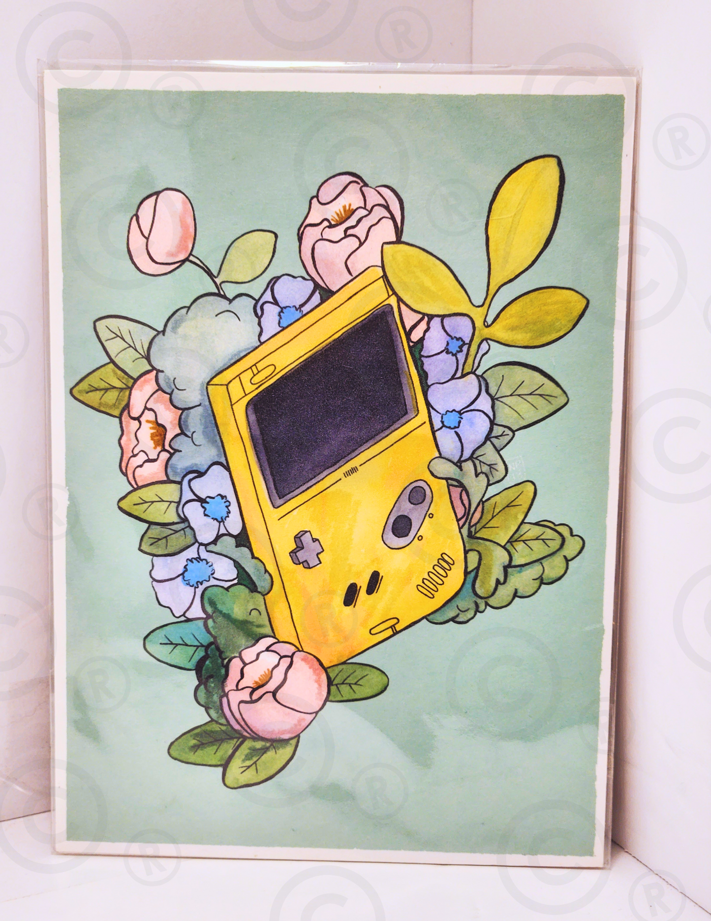 Gameboy Inspired Botanical Art print